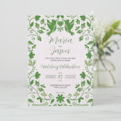 Invitation Mexique Vert Floral Romantique Mariage esthétique (Debout devant)