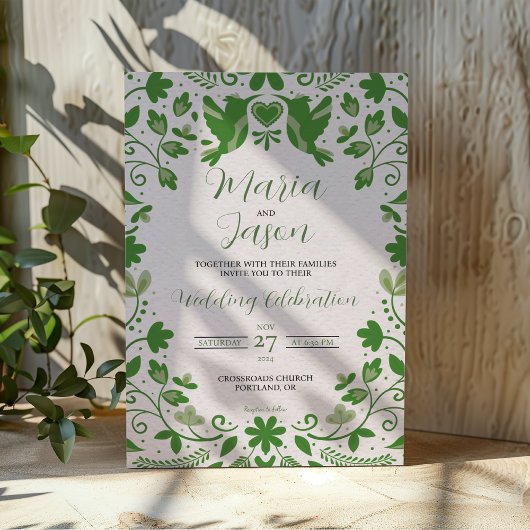 Invitation Mexique Vert Floral Romantique Mariage esthétique