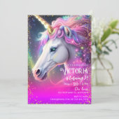 Invitation Mgical Unicorn anniversaire (Debout devant)
