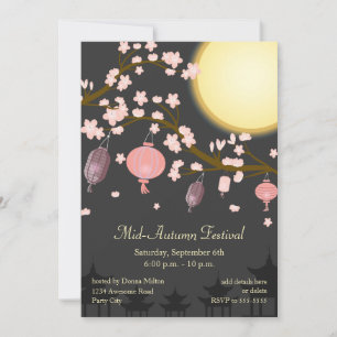 Invitation Mi-automne Festival Flower Tree Lanternes