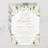 Invitation Mi Bautizo con flores Espagnol Langue Baptême (Devant / Derrière)