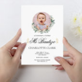 Invitation Mi Bautizo Photo Botanique Espagnol Élégant