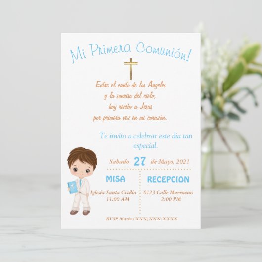 Invitation Mi Primera Comunion (Debout devant)