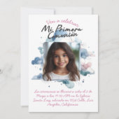 Invitation Mi Primera Comunión con foto Spanish Aquarelle (Devant)