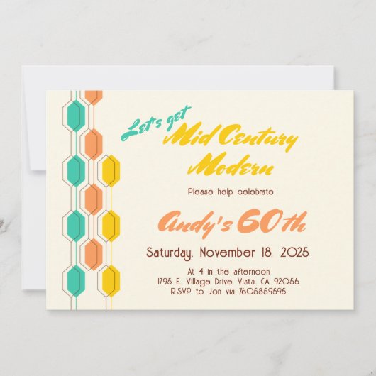 Invitation Mi-siècle moderne Anniversaire Rétro Super (Devant)