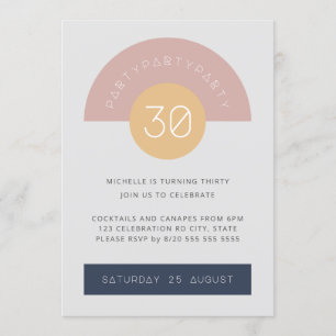 Invitation Mi-siècle moderne gris rose Geo 30e anniversaire