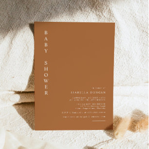 Invitation Mia - Baby shower minimaliste moderne orange brûlé