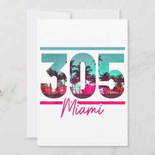 Invitation Miami 305 Zone Code Floride Palm Trees Vintage Pri