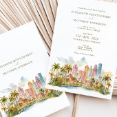 Invitation Miami Beach Destination avec Watercolor Skyline