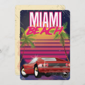 Invitation miami beach, floride affiche de voyage vintage des (Devant / Derrière)