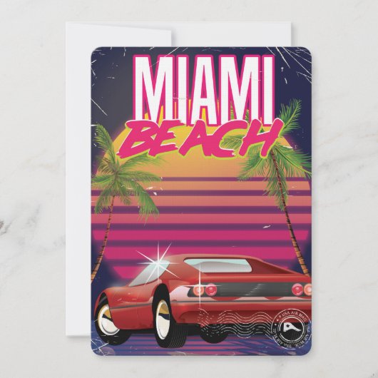 Invitation miami beach, floride affiche de voyage vintage des (Devant)