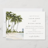 Invitation Miami Florida Aquarelle Palm Mariage paysage (Devant)