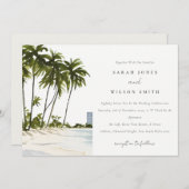 Invitation Miami Florida Aquarelle Palm Mariage paysage (Devant / Derrière)