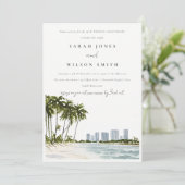 Invitation Miami Florida Palm Mariage du paysage Anniversaire (Debout devant)