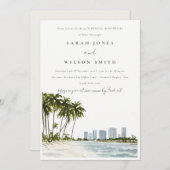 Invitation Miami Florida Palm Mariage du paysage Anniversaire (Devant / Derrière)