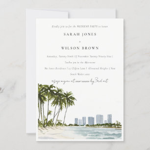 Invitation Miami Floride Aquarelle Palm Beach Week-end Fête