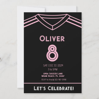 Invitation Miami Pink et Black Soccer Party Anniversaire Invi