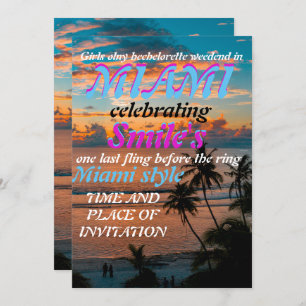 Invitation Miami Summer Girls Weekend Bachelorette Party Invi