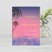 Invitation Miami tropical ou Palm Springs tout en un Mariage (Debout devant)