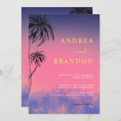 Invitation Miami tropical ou Palm Springs tout en un Mariage (Devant / Derrière)