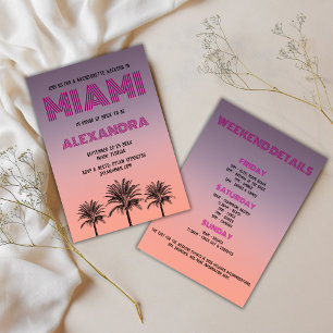 Invitation Miami Tropical Palms Sunset Bachelorette Week-end