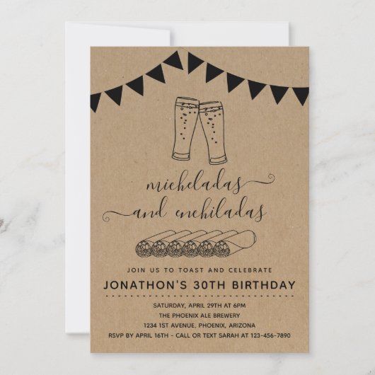 Invitation Micheladas & Enchiladas fête d'anniversaire - N'im (Devant)