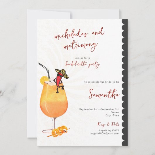 Invitation Micheladas & Mariage Mexicain Fiesta Bachelorette (Devant)