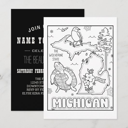 Invitation michigan color me collage (Devant / Derrière)