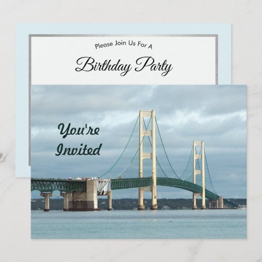 Invitation Michigan Mackinac Bridge Photo Anniversaire (Devant / Derrière)