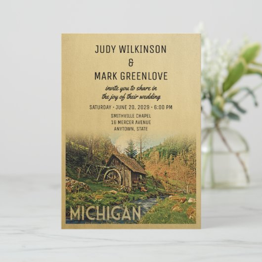 Invitation Michigan Rustic Cabine Mill (Debout devant)