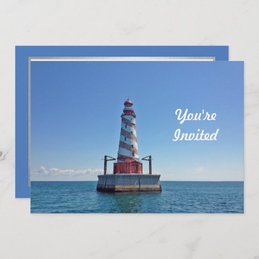 Invitation Michigan White Shoal Lighthouse Photo Anniversaire (Devant / Derrière)