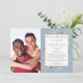Invitation Micro Dusty Blue Greenery Mariage photo (Debout devant)