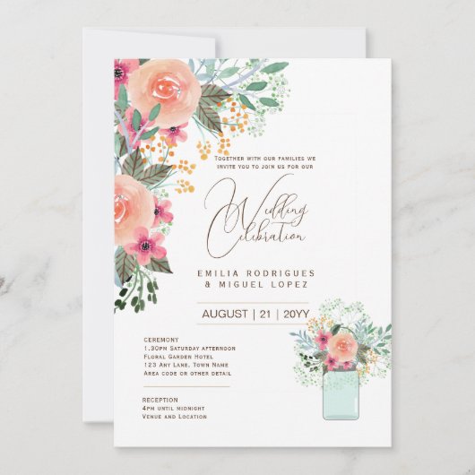 Invitation Micro Jardin Mariage thème Joli Floral été (Devant)