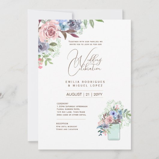 Invitation Micro Jardin Mariage thème Joli Floral été (Devant)