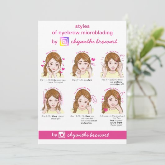 Invitation Microblading Eyebrow Instruction de post-soins ros (Debout devant)