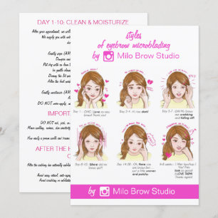 Invitation Microblading Eyebrow Instruction de suivi Pinky
