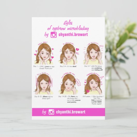 Invitation Microblading Eyebrow Instructions pour les soins p (Debout devant)
