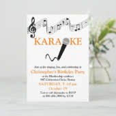 Invitation Microphone Échelle Musicale de Fête Karaoke Orange (Debout devant)