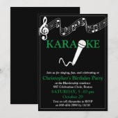 Invitation Microphone Échelle Musicale Fête Karaoke Vert (Devant / Derrière)