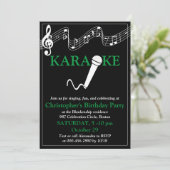 Invitation Microphone Échelle Musicale Soirée Karaoke Vert (Debout devant)