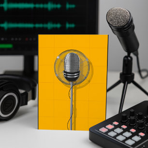 Invitation Microphone Rétro sur Jaune Gras