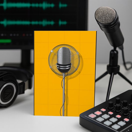 Invitation Microphone Rétro sur Jaune Gras