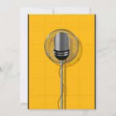 Invitation Microphone Rétro sur Jaune Gras (Devant)