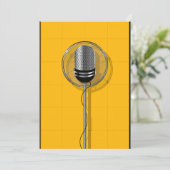 Invitation Microphone Rétro sur Jaune Gras (Debout devant)