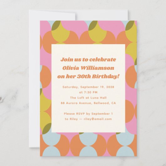 Invitation Mid Century Mod Abstrait Géométrique fête d'annive (Devant)