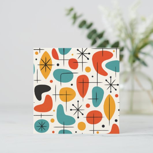 Invitation Mid Century Modern Starburst Pattern (Debout devant)