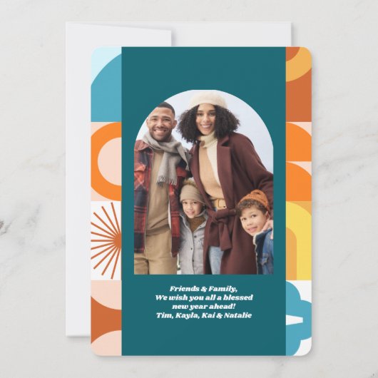 Invitation Mid Century Moderne Fun Multi Photo Vacances (Dos)