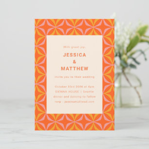 Invitation Mid Century Moderne Orange Géométrique Mariage uni