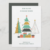 Invitation Mid-Century Retro Christmas Trees (Devant / Derrière)