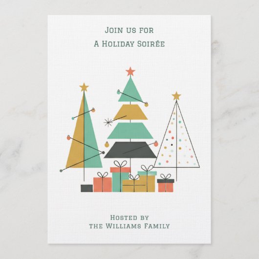 Invitation Mid-Century Retro Christmas Trees (Devant)